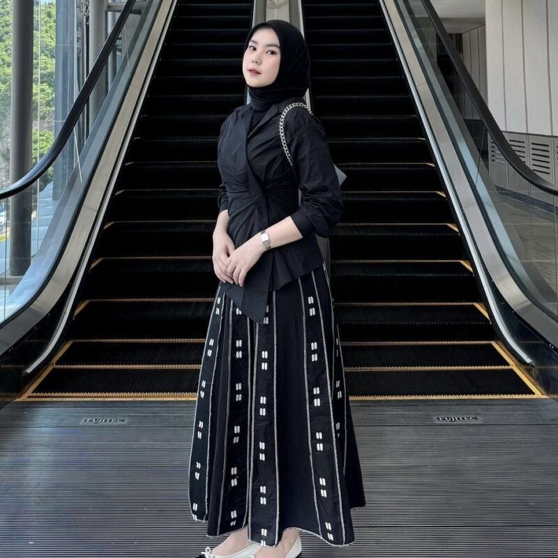 zelonica raindrop skirt Rok batik panjang linen - Image 2