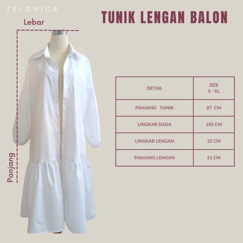 Zelonica Defina Dress 2in1 Outer Tunik Bahan Poplin Premium - Image 4