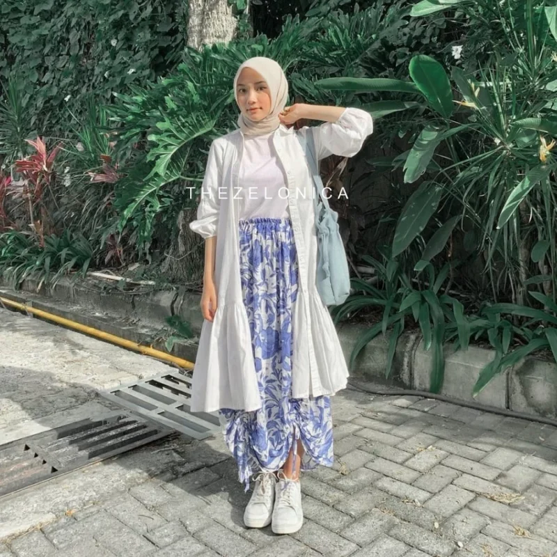 Zelonica Defina Dress 2in1 Outer Tunik Bahan Poplin Premium - Image 3